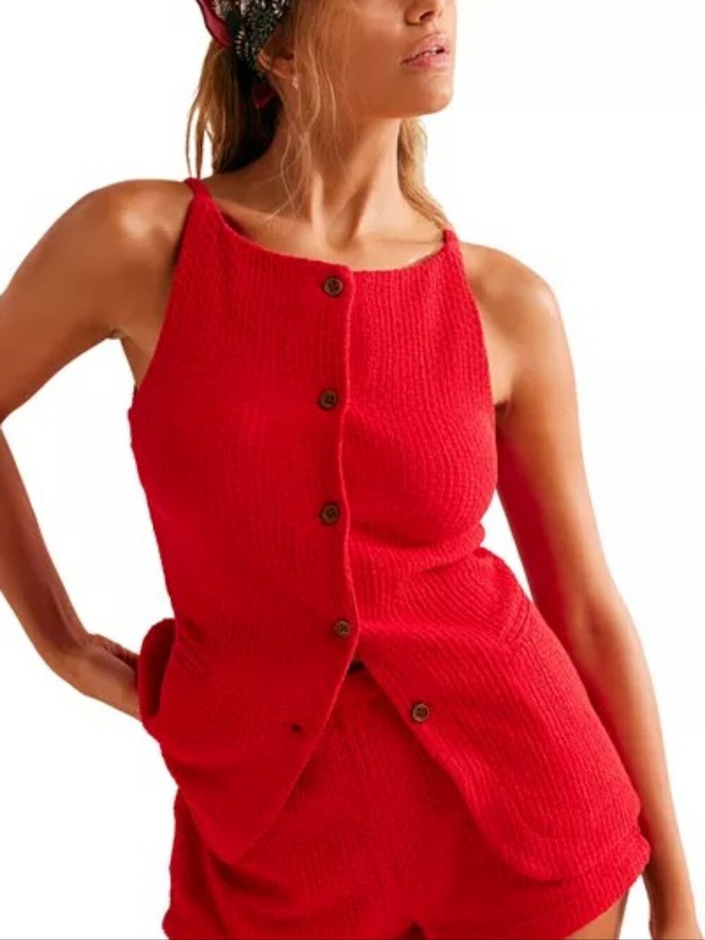 NWT ** Free-est by Free People Coastal Classy Red Vest Top ** Size Medium